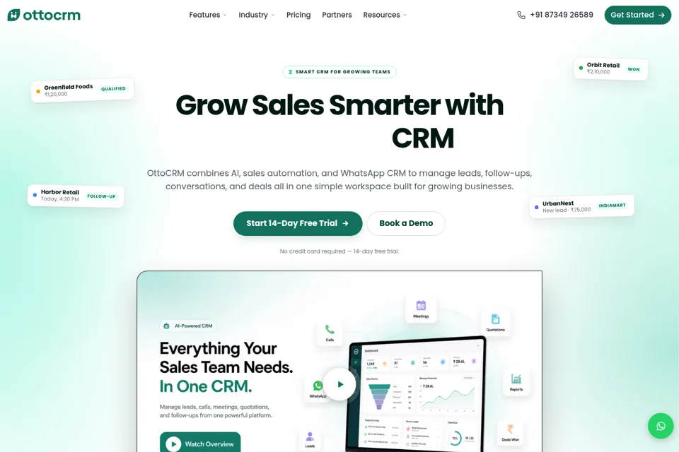Aperçu de la landing page