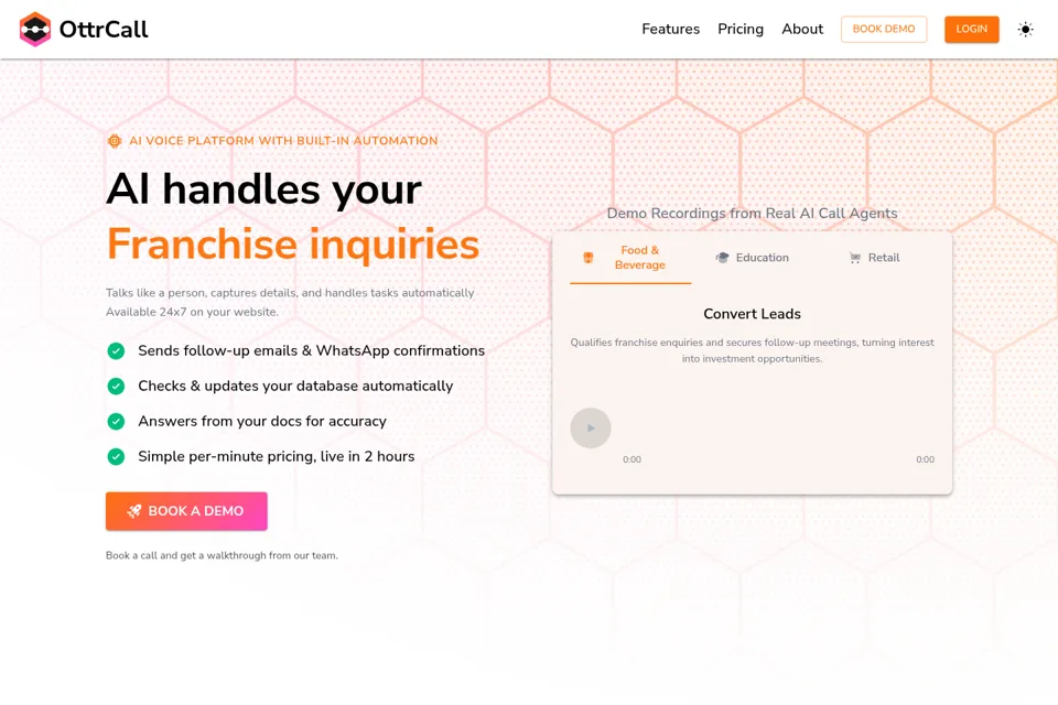 Aperçu de la landing page