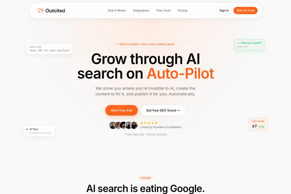 Aperçu de la landing page
