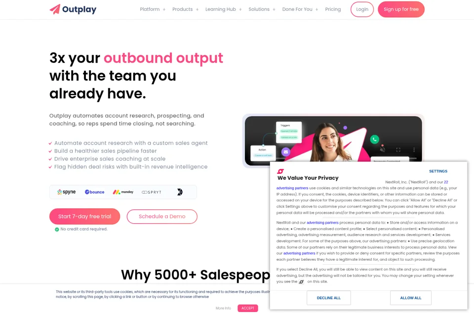 Aperçu de la landing page