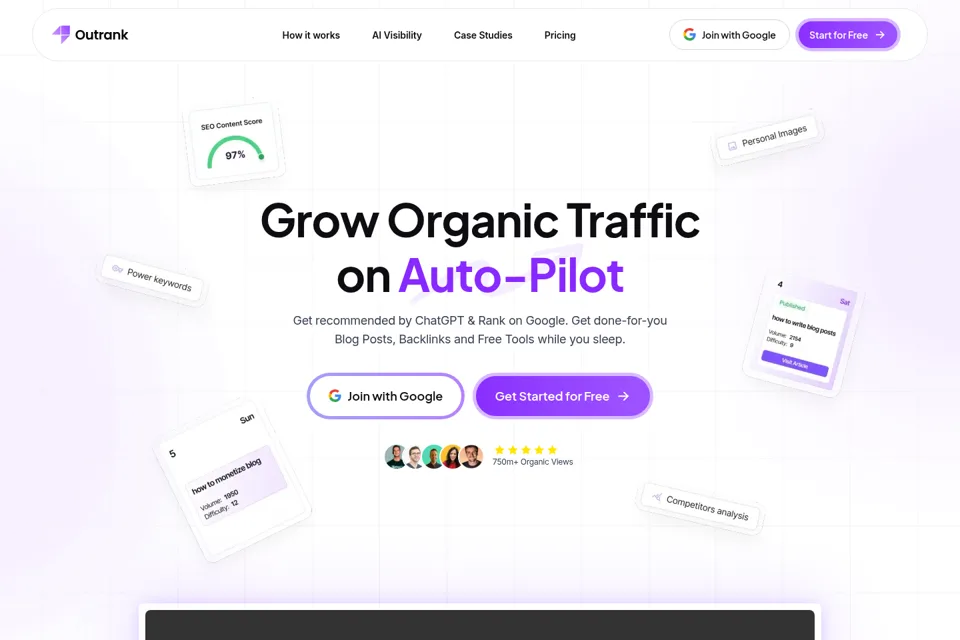Aperçu de la landing page