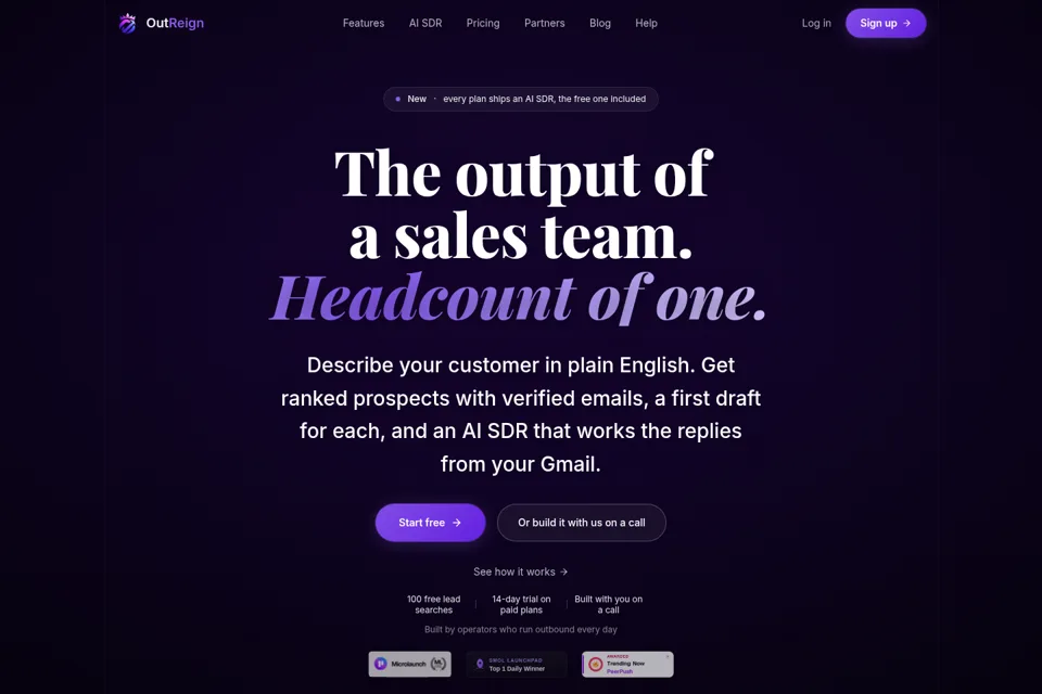 Aperçu de la landing page