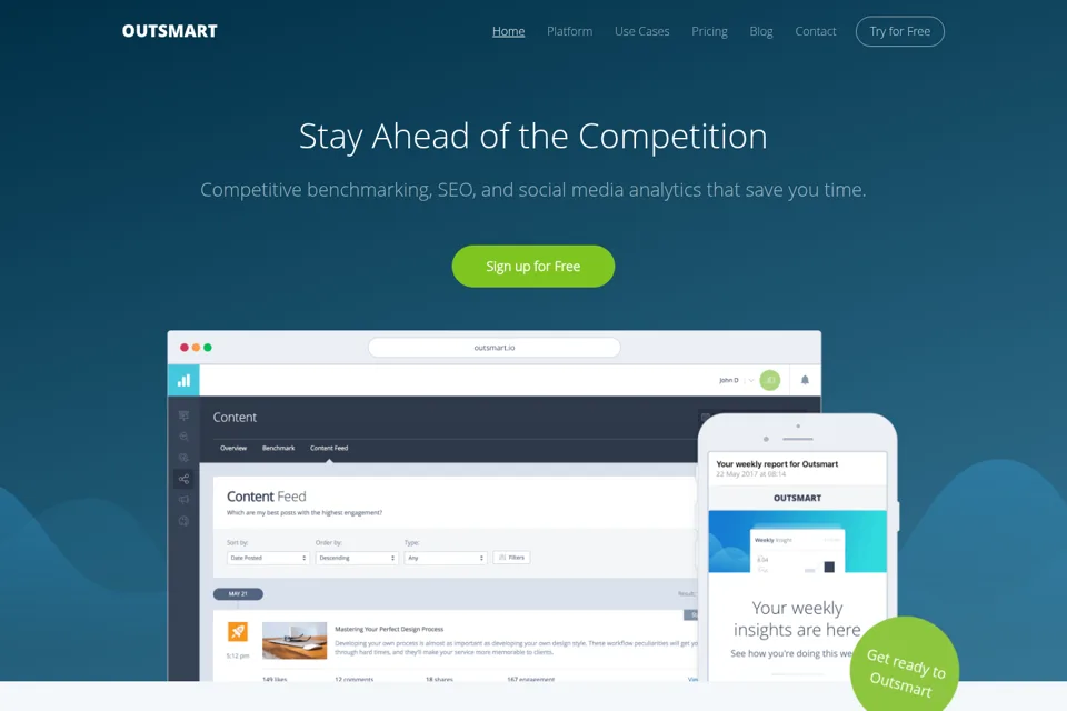 Aperçu de la landing page