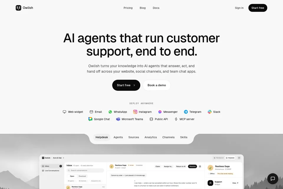 Aperçu de la landing page