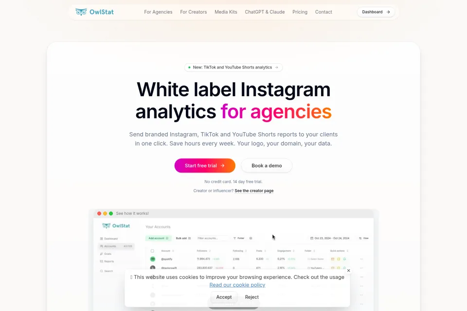 Aperçu de la landing page