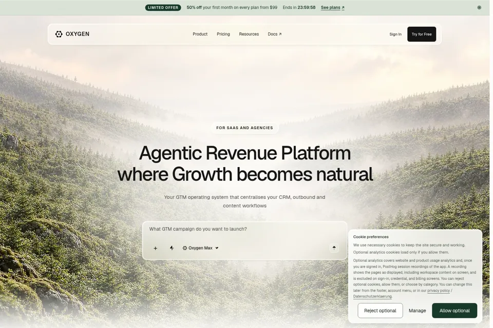 Aperçu de la landing page