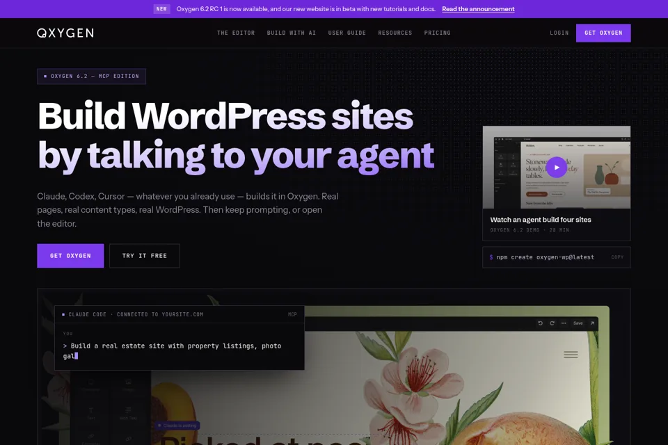 Aperçu de la landing page
