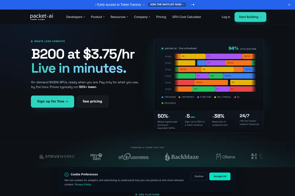 Aperçu de la landing page
