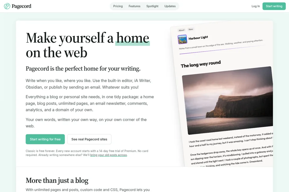 Landing page preview