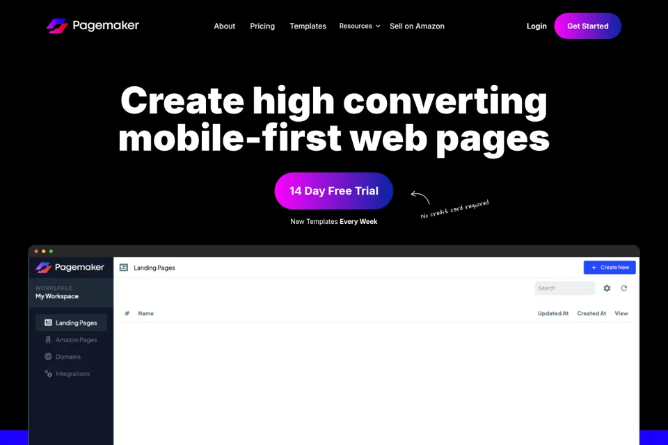Aperçu de la landing page
