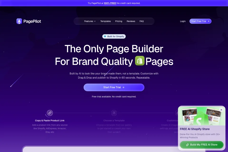 Aperçu de la landing page