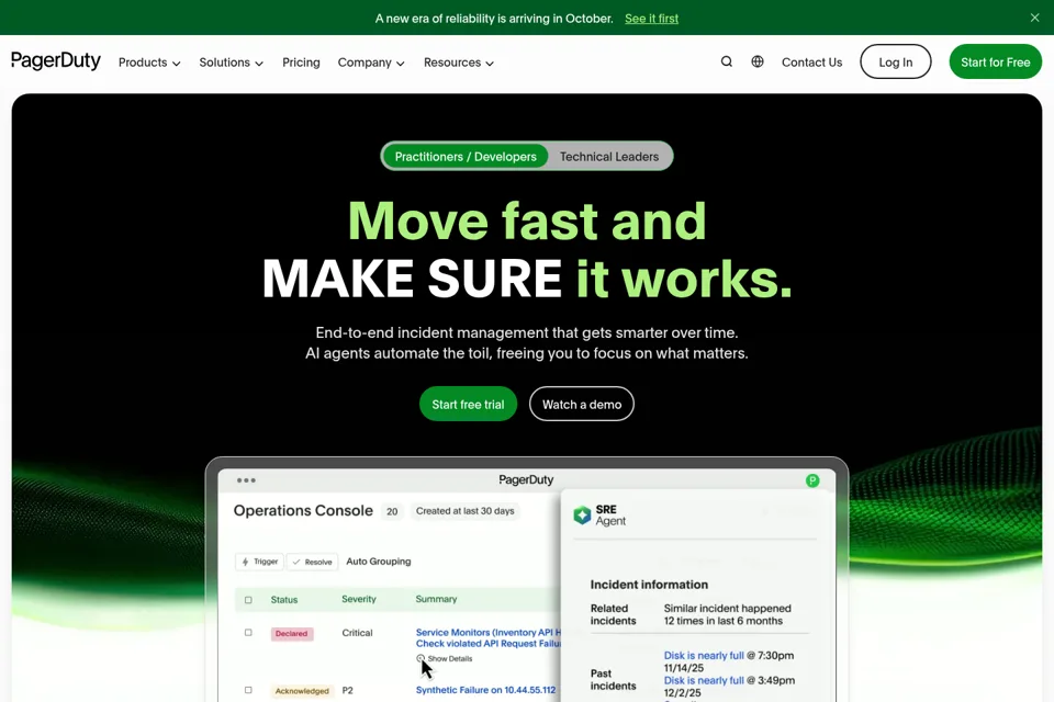 Aperçu de la landing page