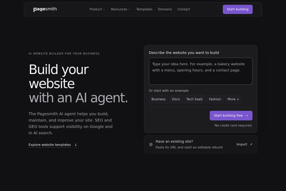 Landing page preview