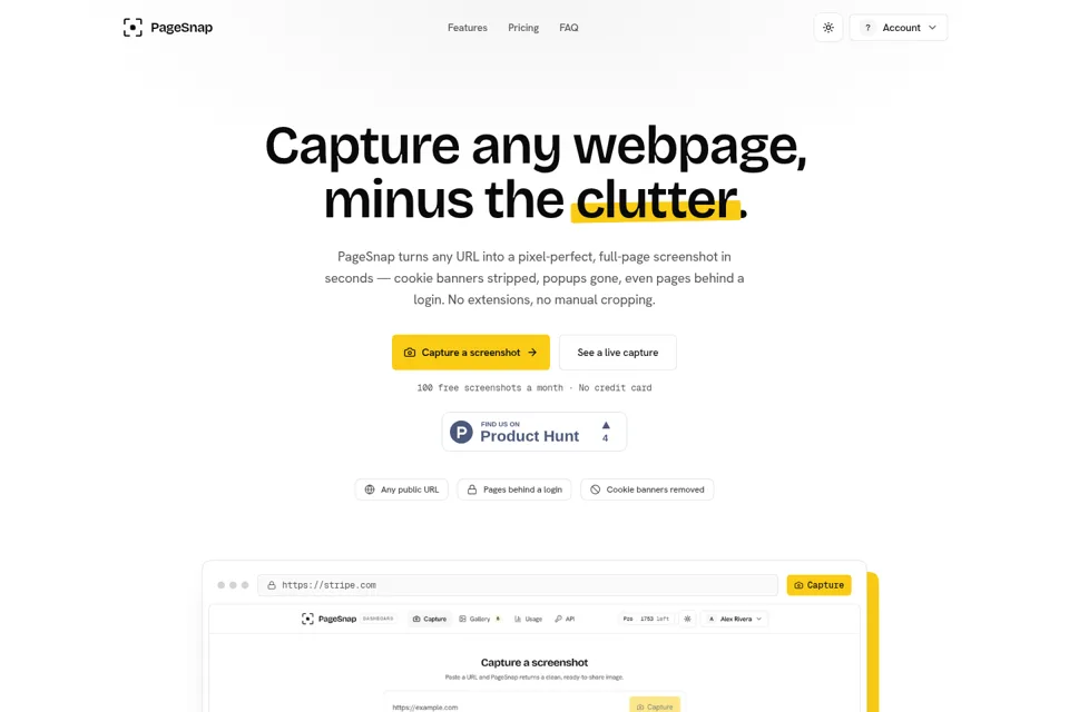 Aperçu de la landing page