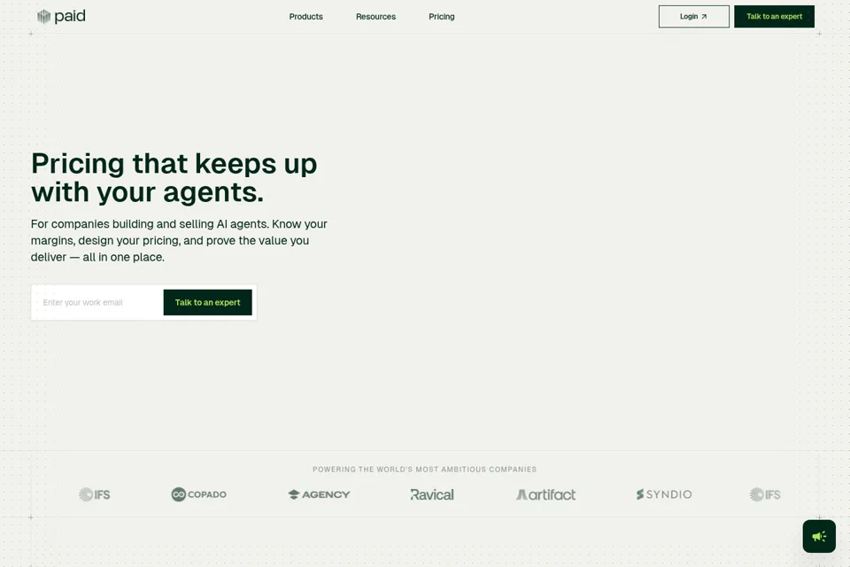 Aperçu de la landing page