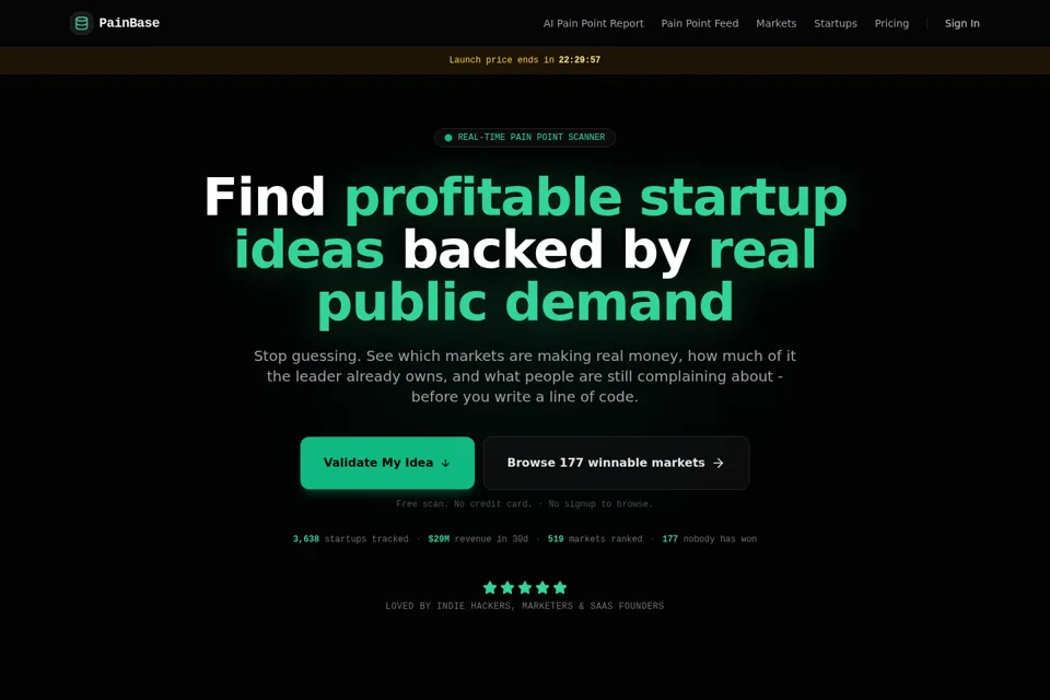 Aperçu de la landing page