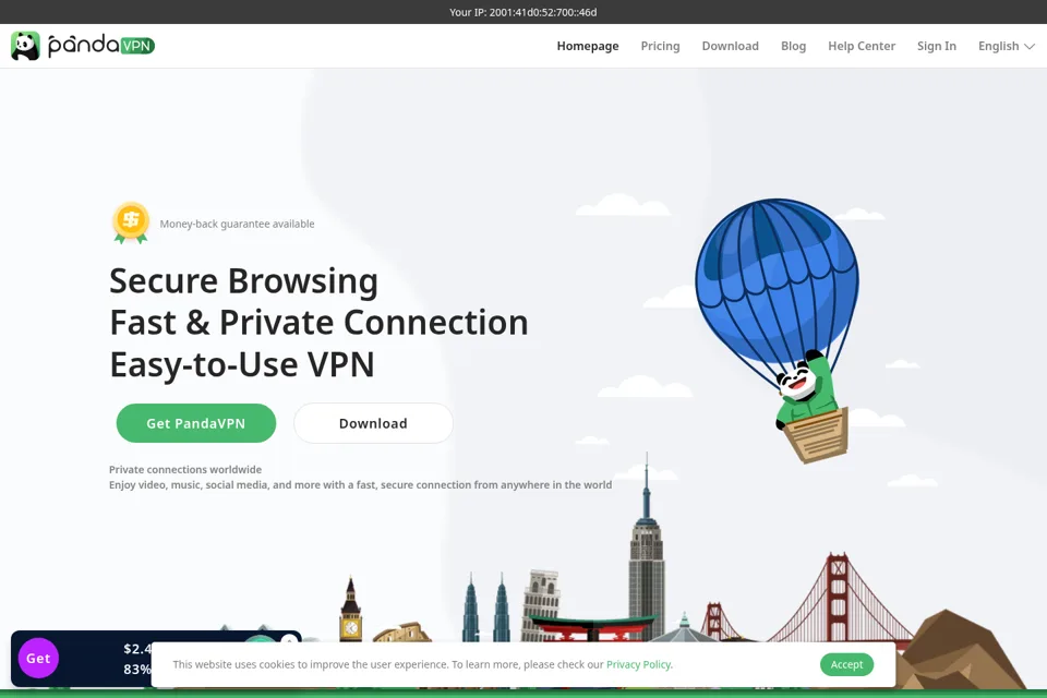 Aperçu de la landing page