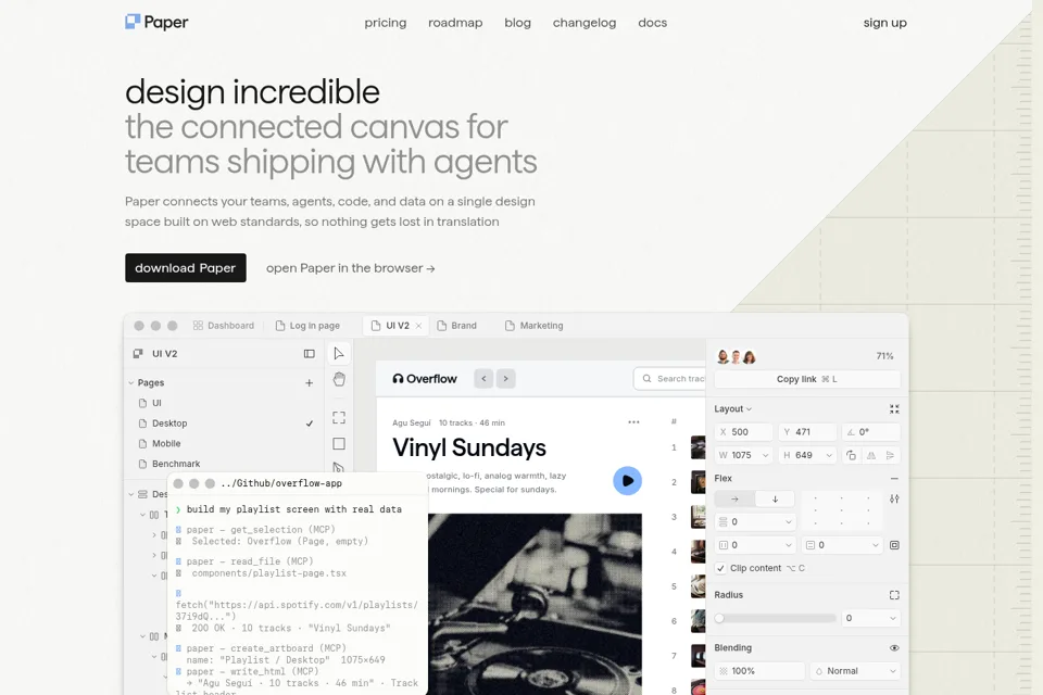 Aperçu de la landing page