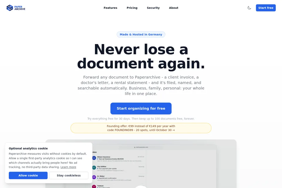 Aperçu de la landing page