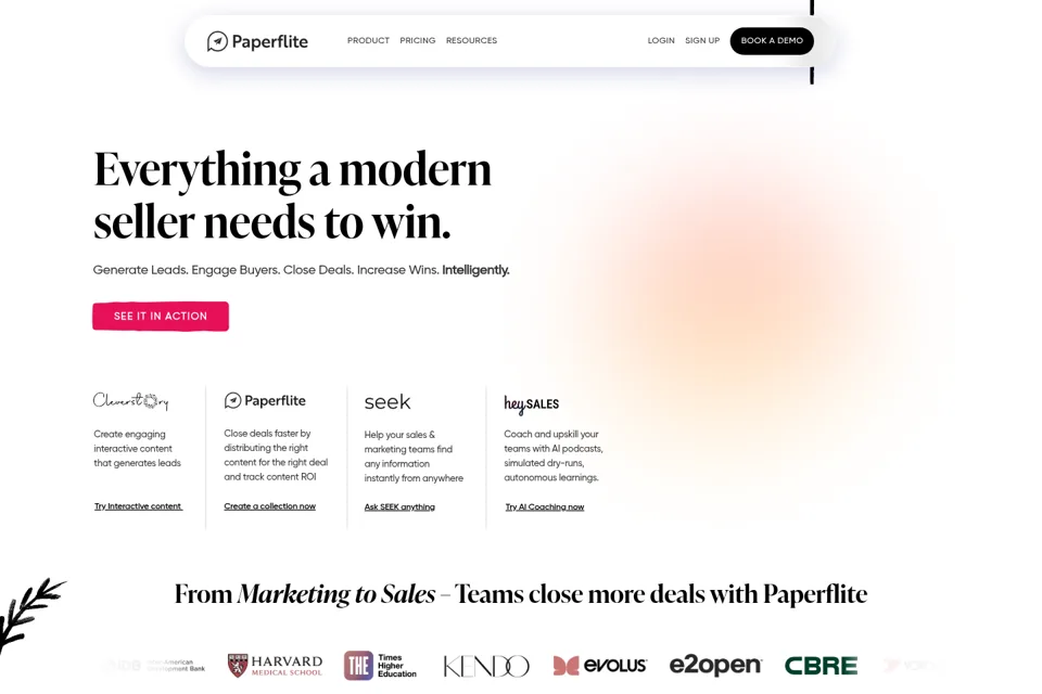 Aperçu de la landing page