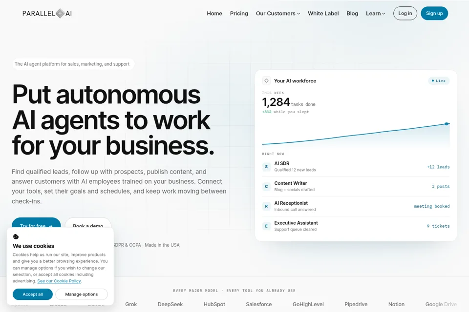 Aperçu de la landing page