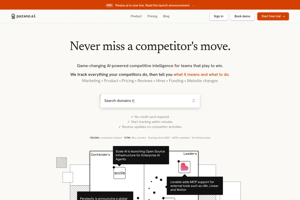 Aperçu de la landing page