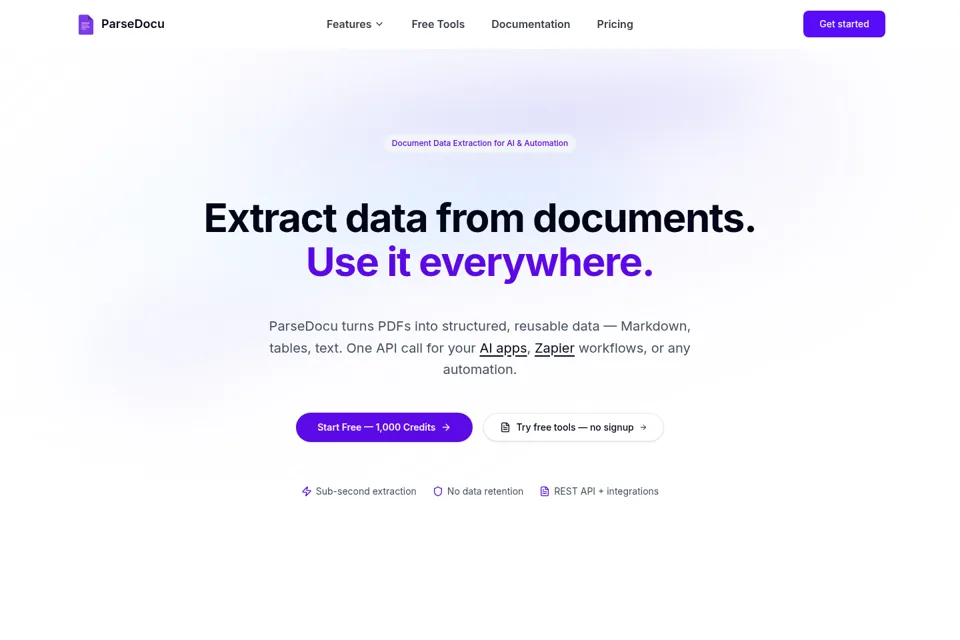 Aperçu de la landing page
