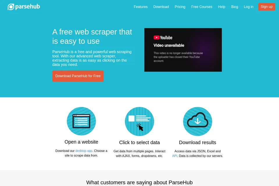 Aperçu de la landing page