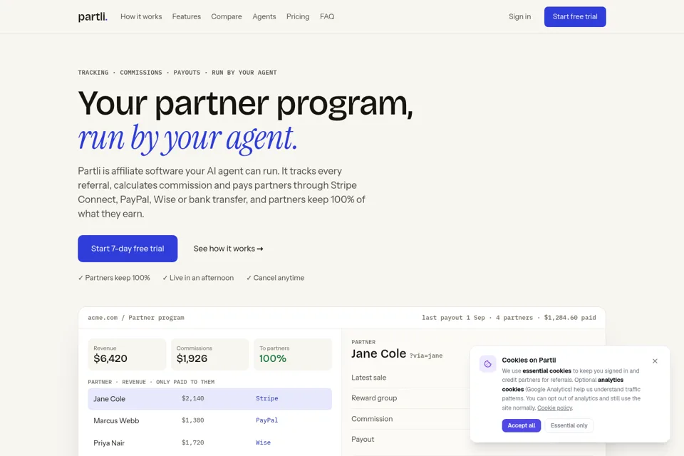 Aperçu de la landing page