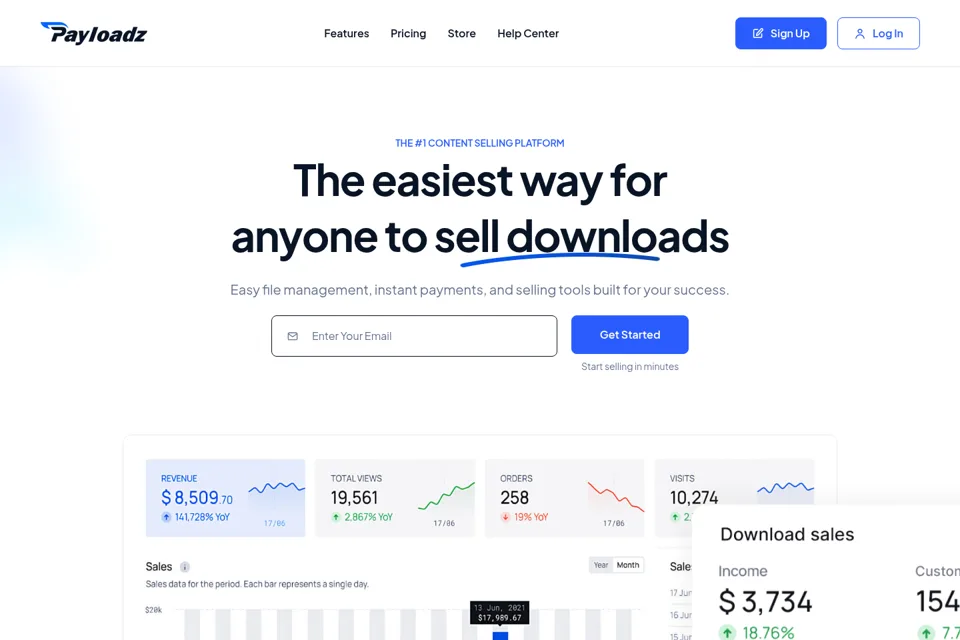 Aperçu de la landing page