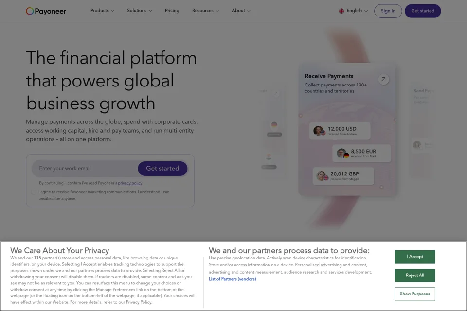 Landing page preview