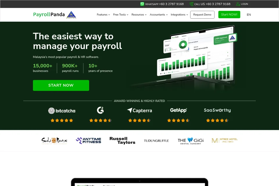 Aperçu de la landing page