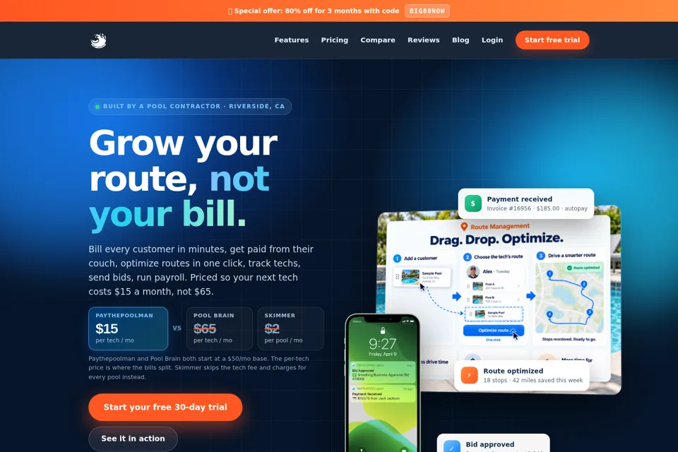 Aperçu de la landing page