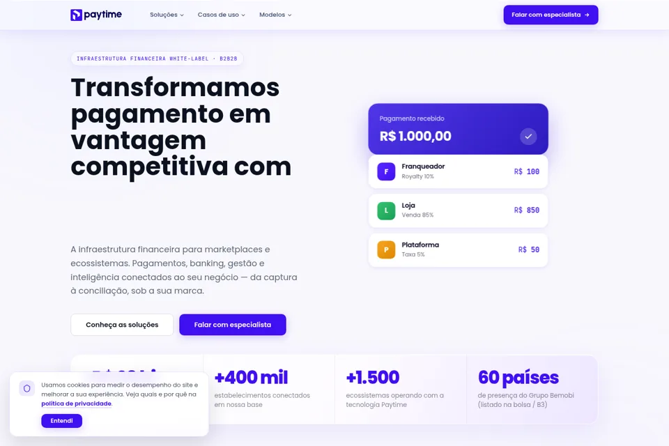 Aperçu de la landing page