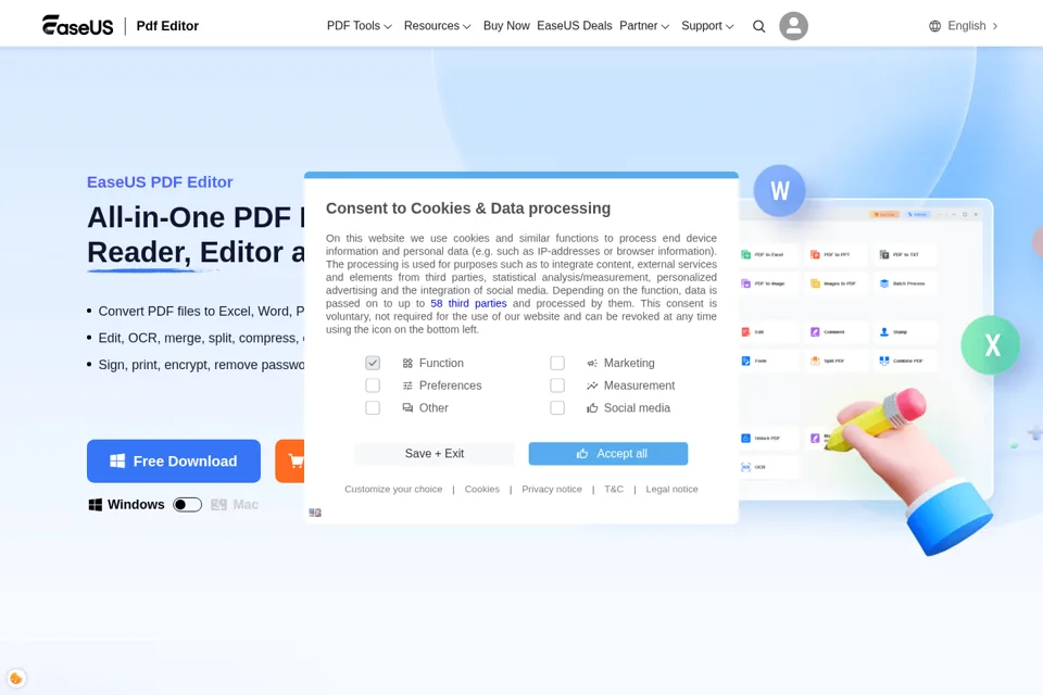 Aperçu de la landing page