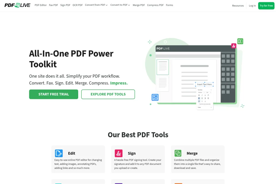 Aperçu de la landing page