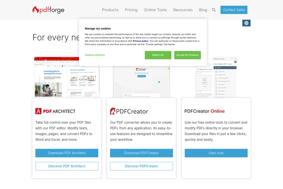 Aperçu de la landing page