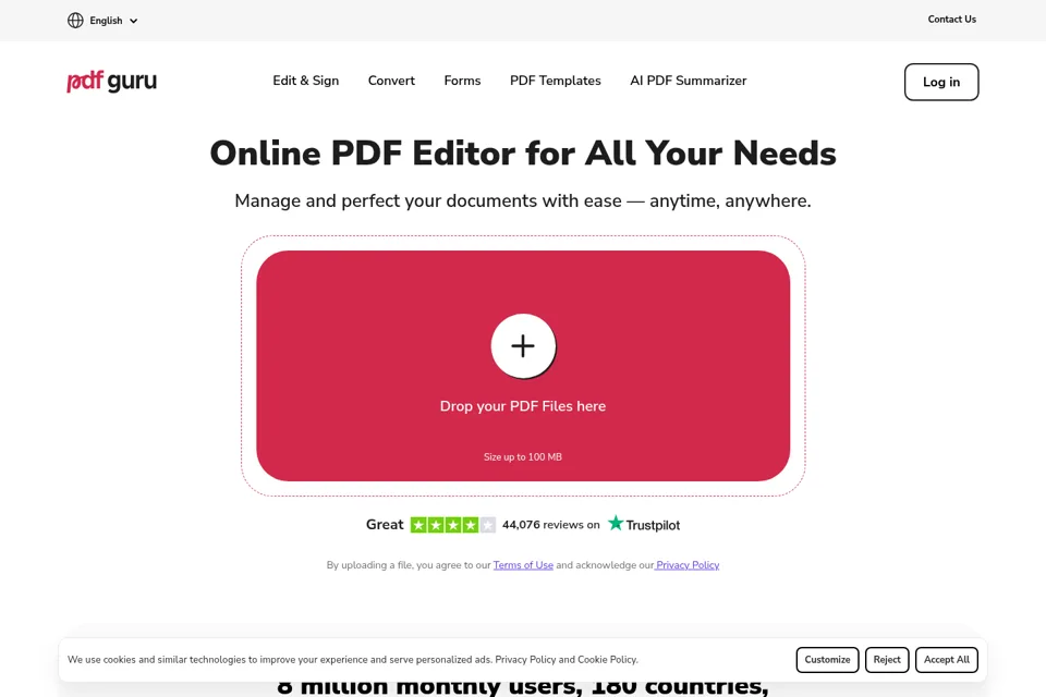 Aperçu de la landing page
