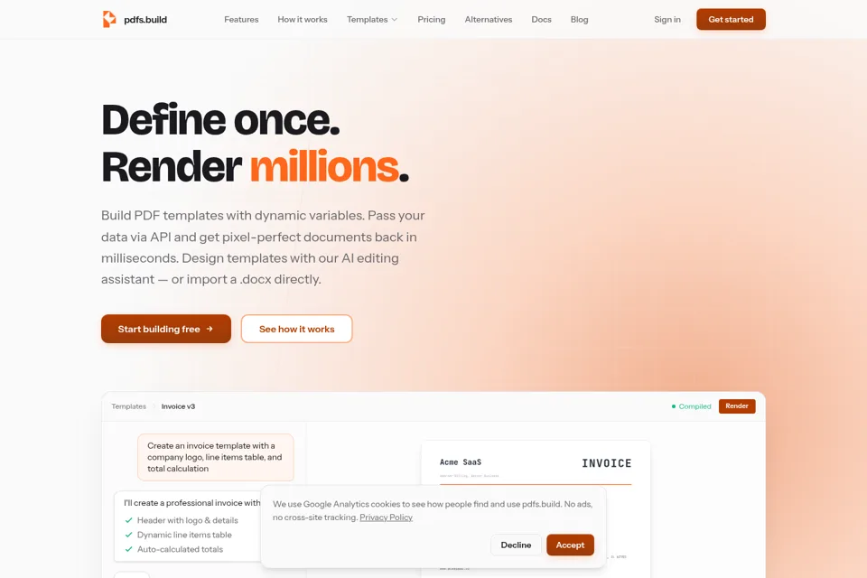 Aperçu de la landing page
