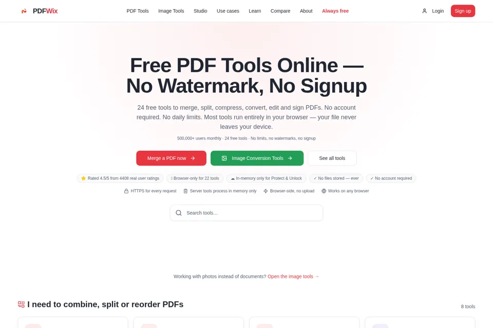 Aperçu de la landing page