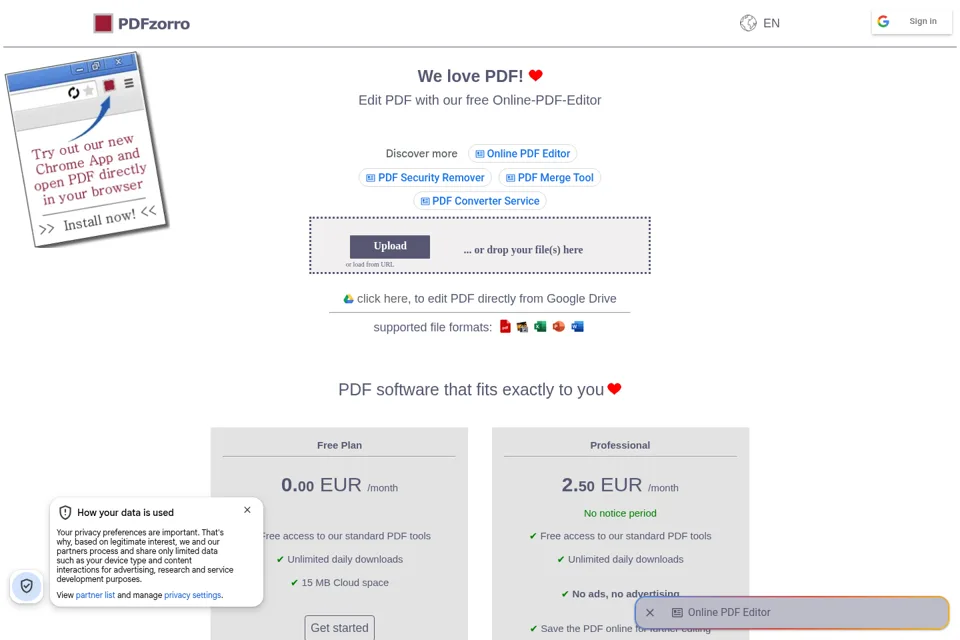 Landing page preview