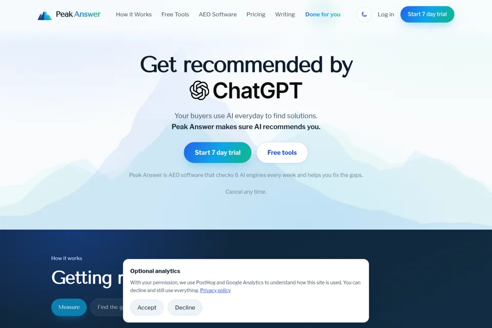 Aperçu de la landing page