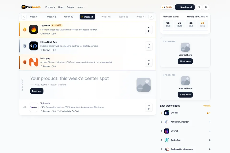 Aperçu de la landing page