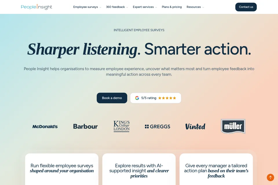 Aperçu de la landing page