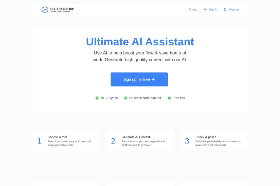 Aperçu de la landing page