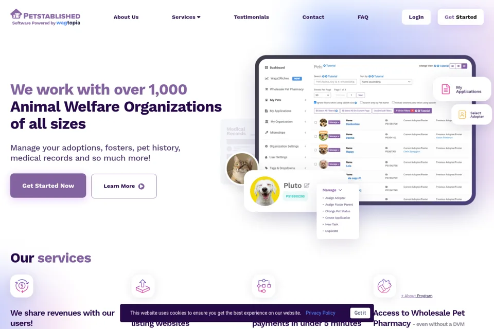 Aperçu de la landing page