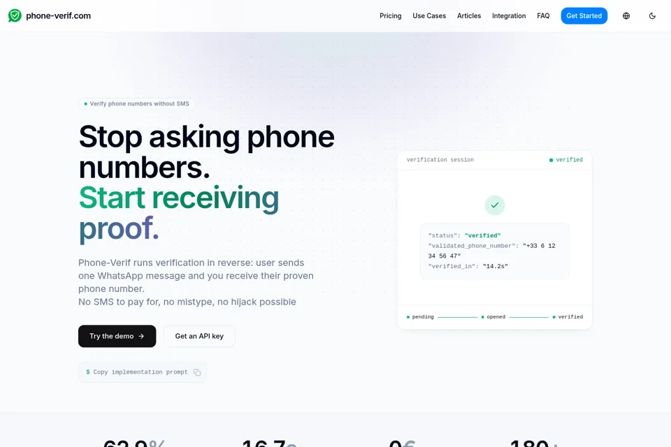 Aperçu de la landing page