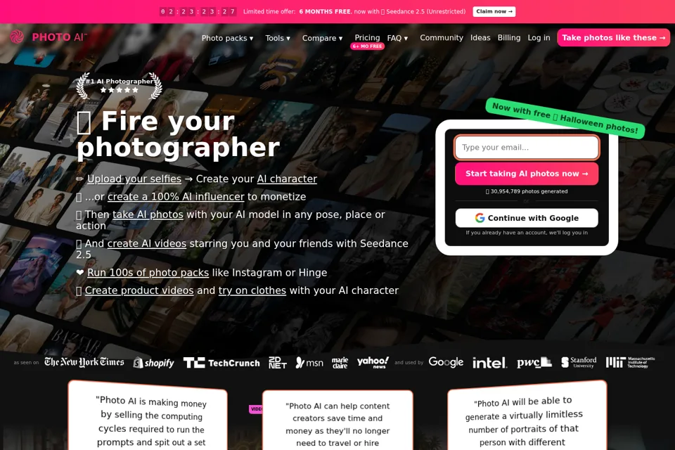 Aperçu de la landing page