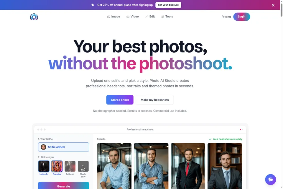 Aperçu de la landing page