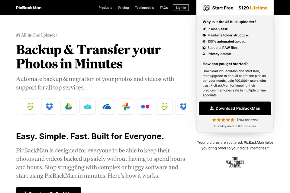 Aperçu de la landing page